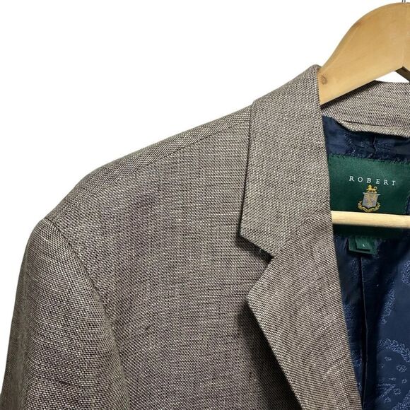 Robert Talbott Brown Linen Three Buttton Summer Blazer Sport Coat, L - Picture 4 of 11